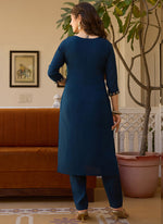 Thumbnail for Vegaa Fashion Navy Blue Viscose Silk Beads Work Desginer Suit