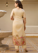 Thumbnail for Vegaa Fashion Cream Viscose Silk Beads Work Desginer Suit