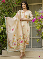 Thumbnail for Vegaa Fashion Cream Viscose Silk Beads Work Desginer Suit