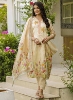 Thumbnail for Vegaa Fashion Cream Viscose Silk Beads Work Desginer Suit