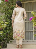 Thumbnail for Vegaa Fashion Cream Viscose Silk Beads Work Desginer Suit