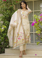 Thumbnail for Vegaa Fashion Cream Viscose Silk Beads Work Desginer Suit