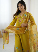 Thumbnail for Vegaa Fashion Yellow Viscose Silk Beads Work Desginer Suit