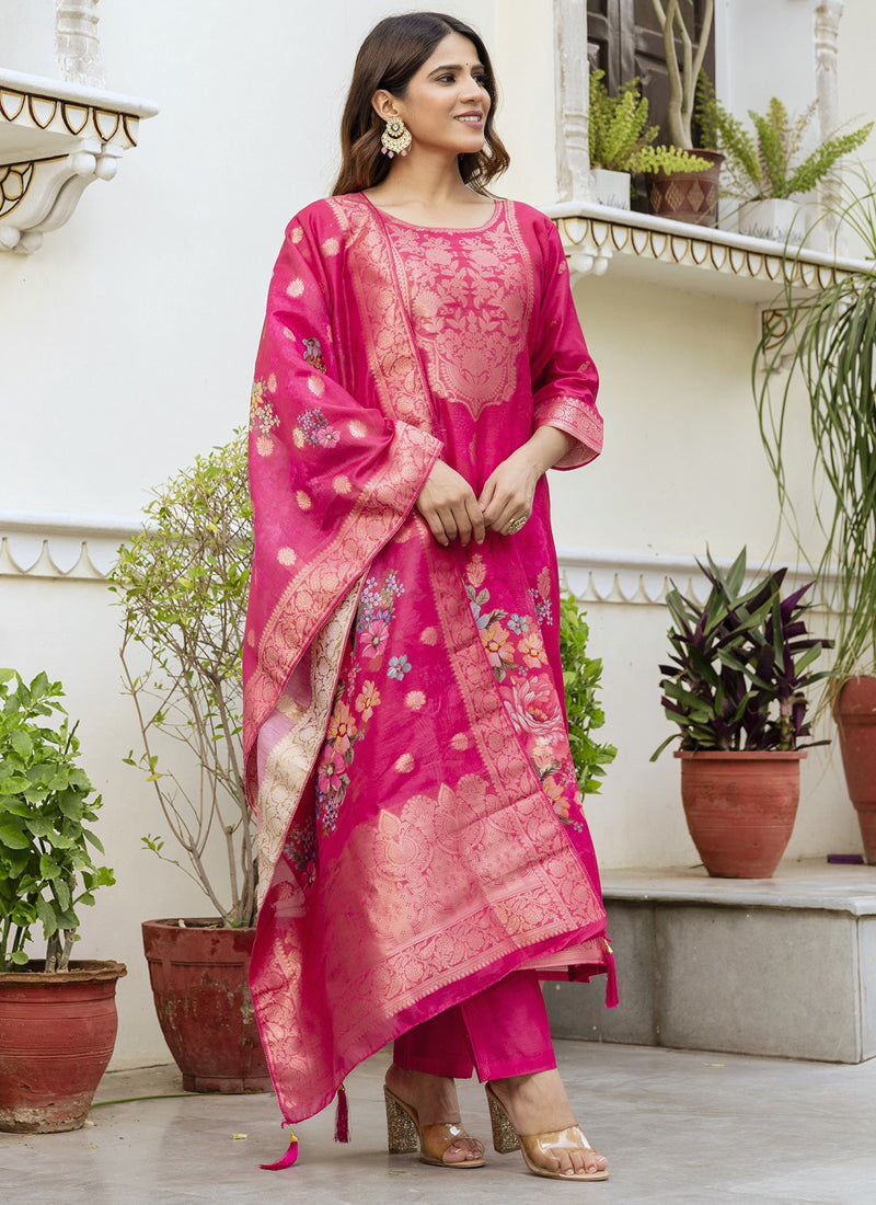 Vegaa Fashion Pink Viscose Silk Beads Work Desginer Suit
