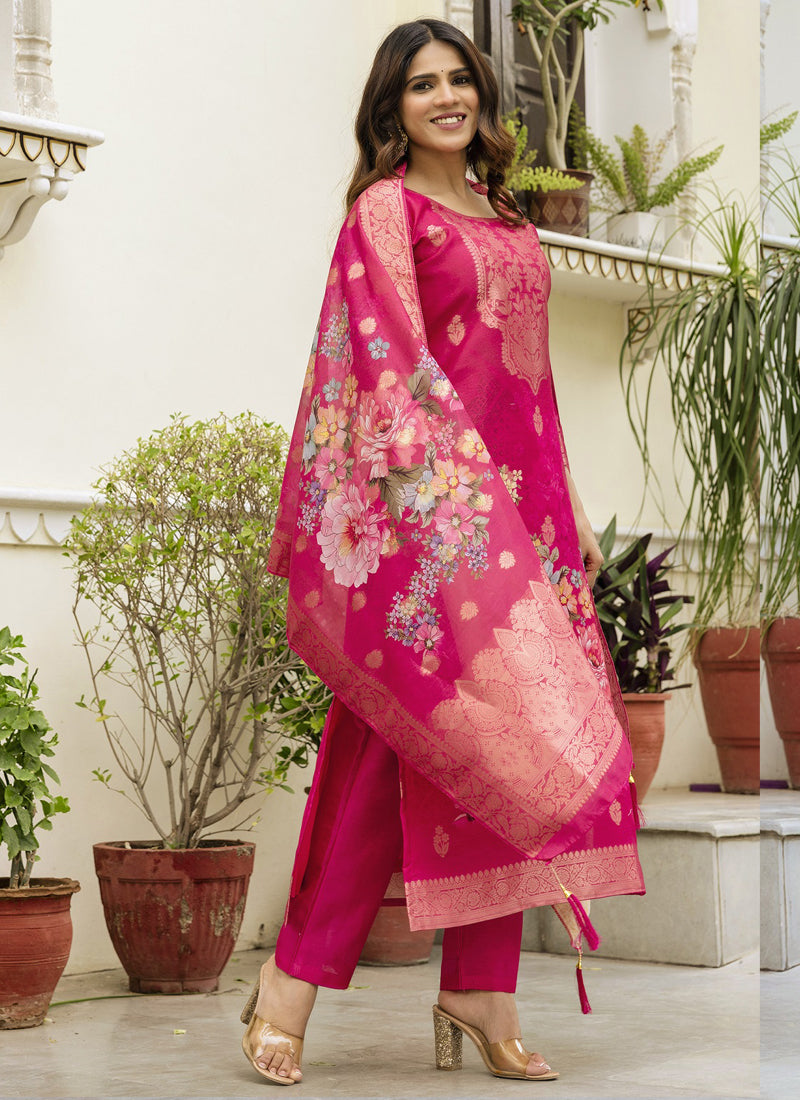 Vegaa Fashion Pink Viscose Silk Beads Work Desginer Suit