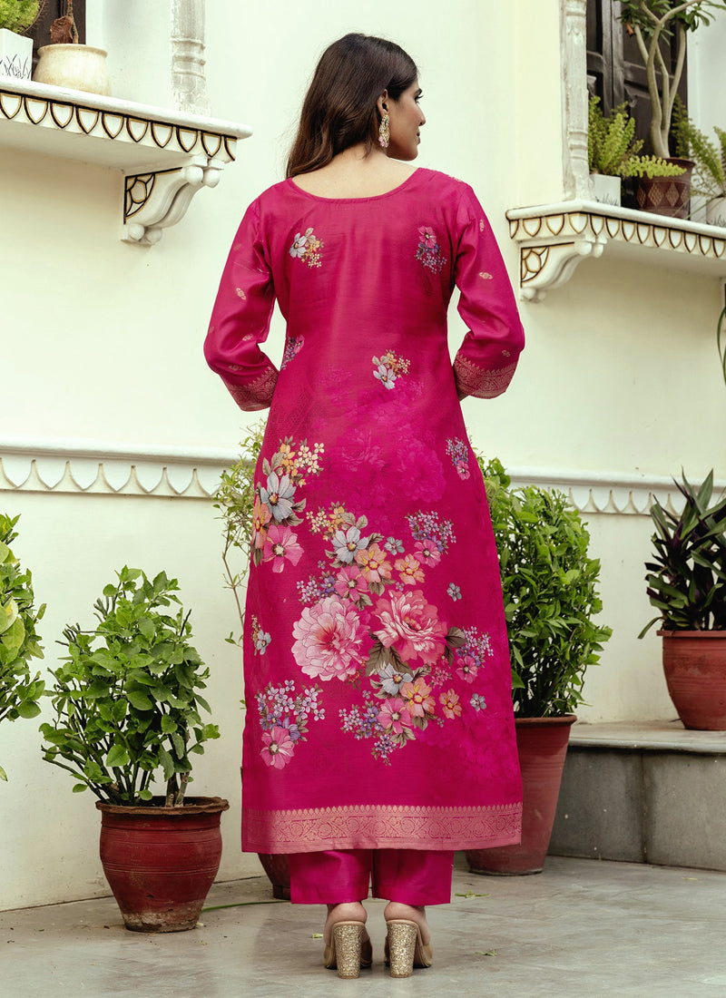 Vegaa Fashion Pink Viscose Silk Beads Work Desginer Suit