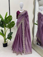 Thumbnail for Preksha Creation Women Crunchy Silk Fabric with Thread & Sequence work Saree - Distacart