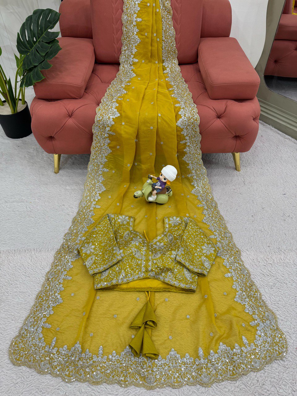 Preksha Creation Women Heavy Tibby Silk Fabric with Thread & Sequence work Saree - Distacart