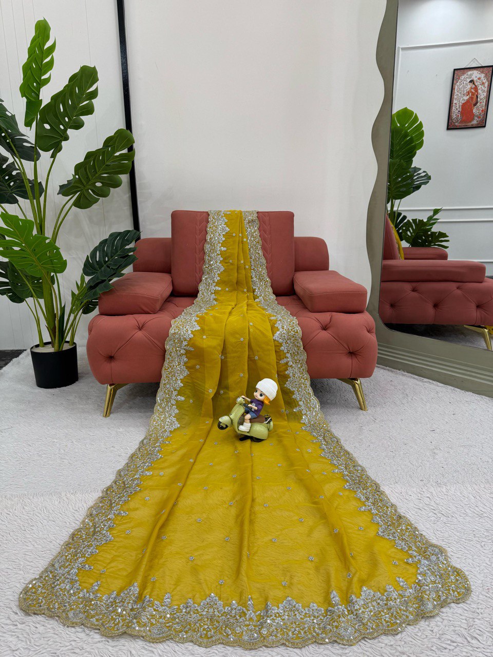 Preksha Creation Women Heavy Tibby Silk Fabric with Thread & Sequence work Saree - Distacart