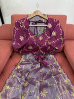 Thumbnail for Preksha Creation Women Zimmy Chu Fabric with Thread & Sequence work Saree - Distacart