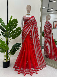 Thumbnail for Preksha Creation Women Faux Georgette Fabric with Thread & Sequence work Saree