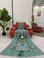 Thumbnail for Preksha Creation Women Gold Crush Fabric with Sequence work Saree - Distacart