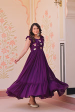 Thumbnail for Preksha Creation Women Faux Blooming With Sequins Multithreaded Beads Embroidered work Gown