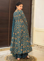 Thumbnail for Vegaa Fashion Aqua Blue Muslin Printed Designer Palazzo Suit