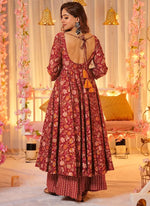 Thumbnail for Vegaa Fashion Red Muslin Printed Designer Palazzo Suit