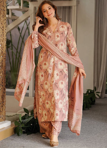 Vegaa Fashion Light-Pink Printed Cotton Salwar Suit - Dista