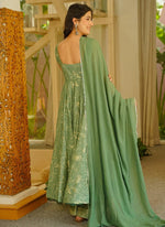 Thumbnail for Vegaa Fashion Green Printed Muslin Salwar Suit