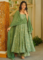 Thumbnail for Vegaa Fashion Green Printed Muslin Salwar Suit