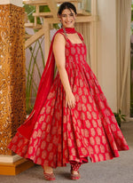 Thumbnail for Vegaa Fashion Red Printed Muslin Salwar Suit