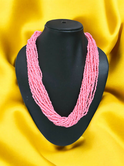 Inhanns Handmade Beaded Multilayer Necklace, 20 Layers - Light Pink - Distacart