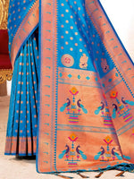 Thumbnail for Astita Paithani Silk Blue Saree
