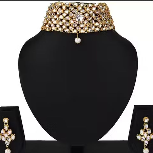 Jewel City Traditional Kundan Choker Necklace Set Handcrafted Gold-Plated Bridal Jewelry Set