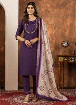 Thumbnail for Prazu Fashion Wine Marina Silk Thread Embroidered Kurta Set