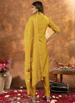 Thumbnail for Prazu Fashion Yellow Roman Silk Thread Embroidered Sequence Kurta Set