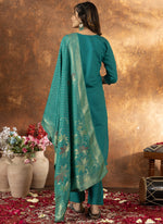 Thumbnail for Prazu Fashion Rama Green Marina Silk Thread Embroidered Kurta Set