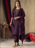 Prazu Fashion Wine Roman Silk Thread Embroidered Designer Kurta Set - Distacart