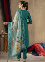 Thumbnail for Prazu Fashion Rama Green Roman Silk Thread Embroidered Designer Kurta Set