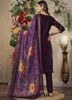 Thumbnail for Prazu Fashion Wine Roman Silk Thread Embroidered Designer Kurta Set