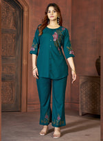 Thumbnail for Prazu Fashion Rama Rayon Multi Embroidery Thread Work Co-Ords Set