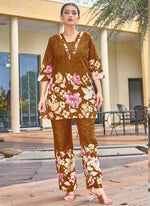 Thumbnail for Prazu Fashion Mustard Pure Cotton Stylish Prints Co-Ords Set