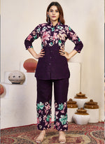 Thumbnail for Prazu Fashion Violet Pure Cotton Stylish Prints Co-Ords Set