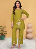 Prazu Fashion Mustard Rayon Embroidery Thread Work Co-Ords Set - Distacart