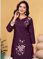 Thumbnail for Prazu Fashion Wine Rayon Embroidery Thread Work Co-Ords Set