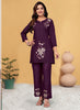 Prazu Fashion Wine Rayon Embroidery Thread Work Co-Ords Set - Distacart