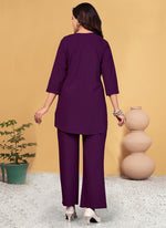 Thumbnail for Prazu Fashion Purple Viscose Rayon Embroidery Thread Work Co-Ords Set