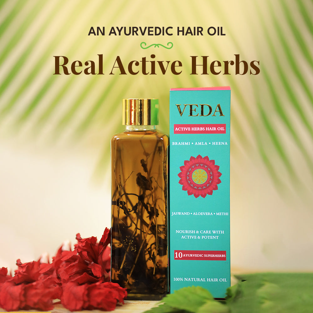Veda Ayurvedic Cold Pressed Hair Oil - Ayurvedic Jadi Butis Infused Oil - Distacart