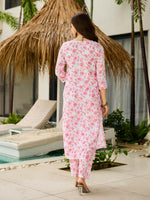 Thumbnail for The52 Pink Women's Beautiful Printed Silk Blend Fabric with Straight Kurta, Pant and Dupatta Set - Distacart
