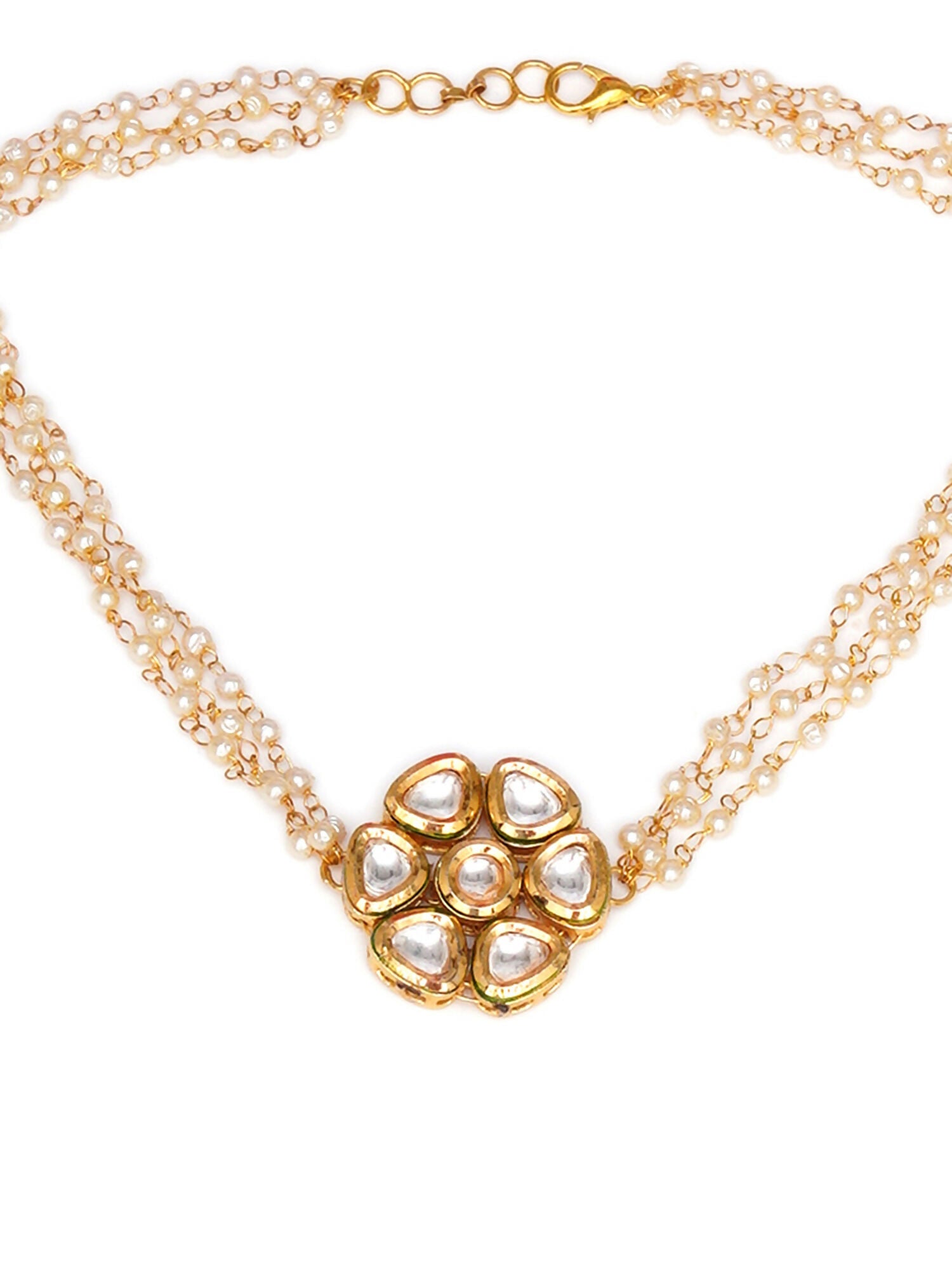 Kundan & Pearl Neckpiece (Gold) - Ruby Raang - Distacart