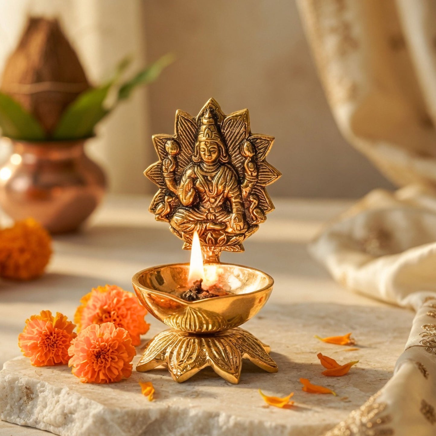 brass lakshmi diya