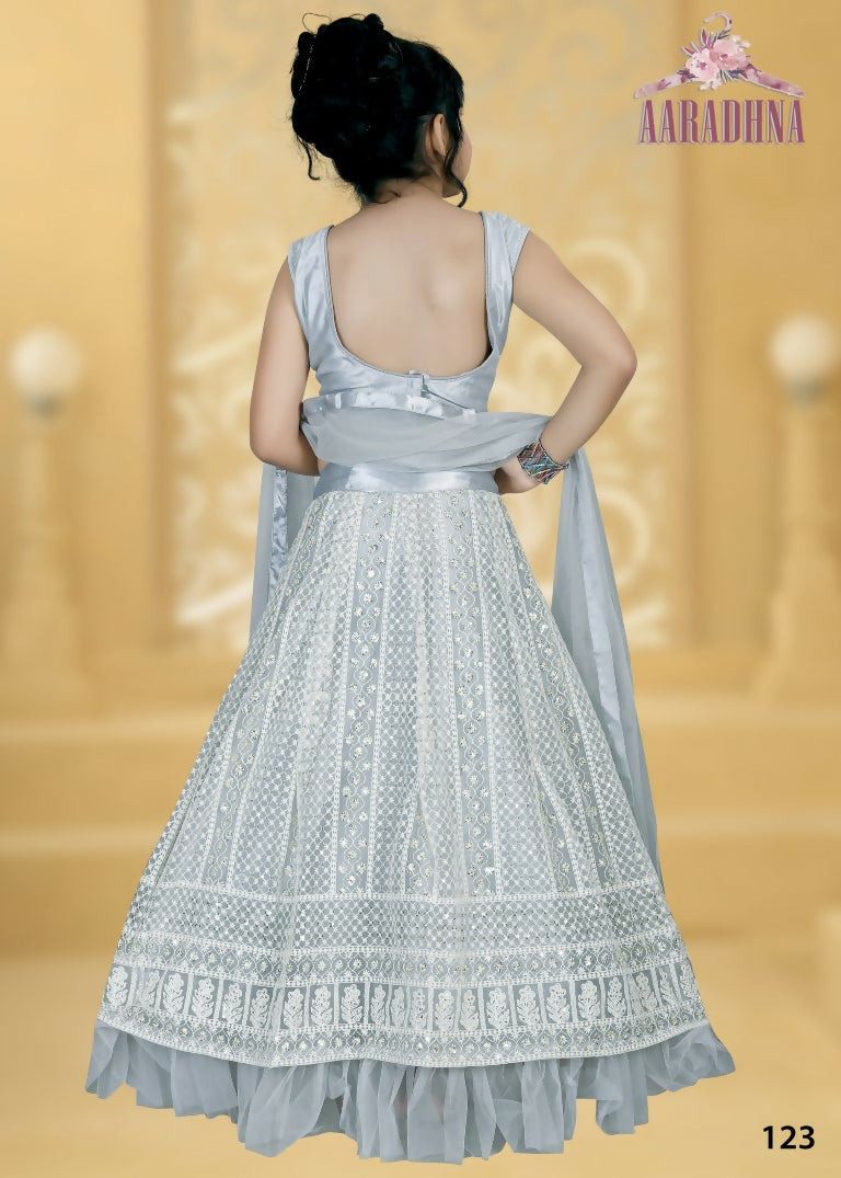 Wedding Designer Prussianblue Net Kidswear Lahenga - Aaradhna - Distacart