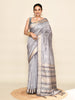 Elora Grey Soft Silk leaf Printed Baluchari Weaving Saree - Dista