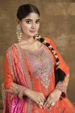 Thumbnail for Aarshi Fashions Orange Embroidered Bandhani Dhoti Wedding Suit