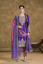 Thumbnail for Aarshi Fashions Blue Embroidered Bandhani Dhoti Wedding Suit