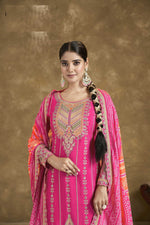Thumbnail for Aarshi Fashions Pink Embroidered Bandhani Dhoti Wedding Suit