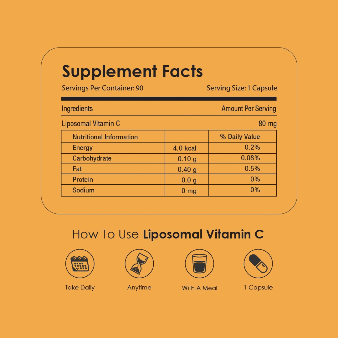 GATACA Liposomal Vitamin C Capsules for High Bioavailability| Immunity, Better Skin & Iron Absorption - Distacart