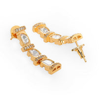 Thumbnail for Long Kundan and Diamond Earrings (Gold) - Ruby Raang - Distacart